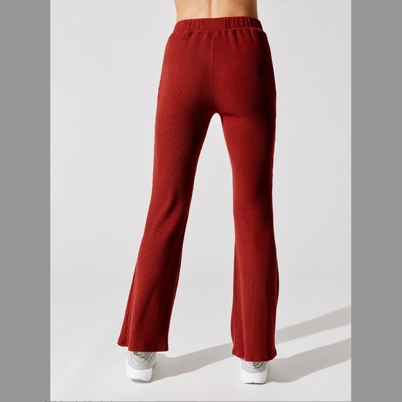 BNWT Carbon38 Brushed Ribbed Flare Pants Joggers Yoga Trousers Athleisure - Picture 3 of 4